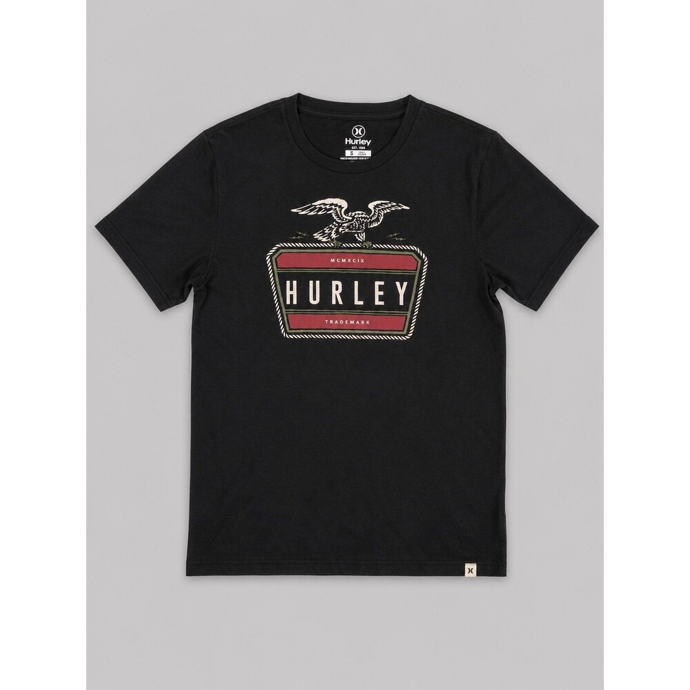 Hurley Eagle Graphic Tee – Men’s Small Black Short Sleeve Surf Skate Streetwear